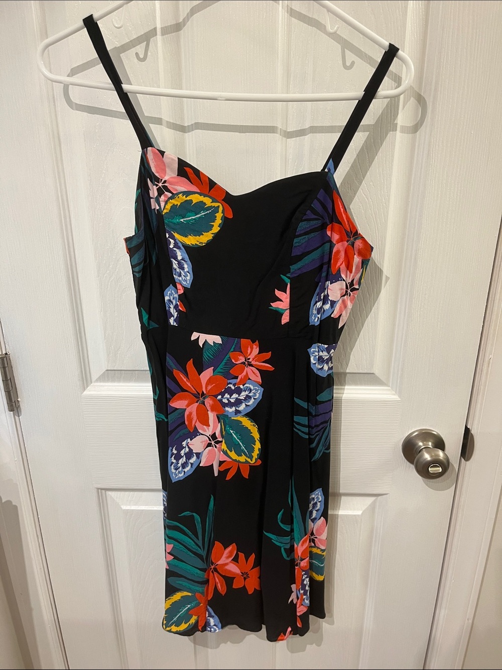 Old Navy Black Floral Sundress with Red, Pink, Yellow, Blue, Green Accents